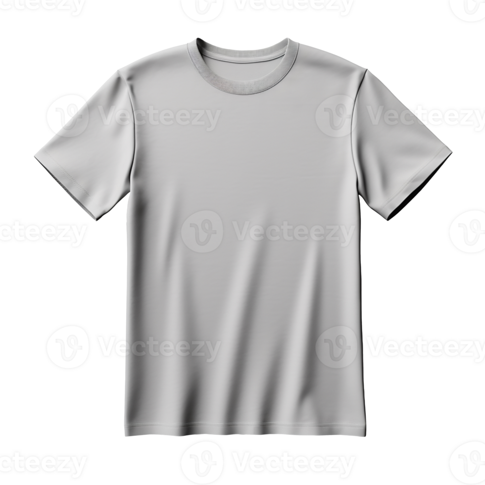Empty blank gray mens T-shirt isolated on transparent background png