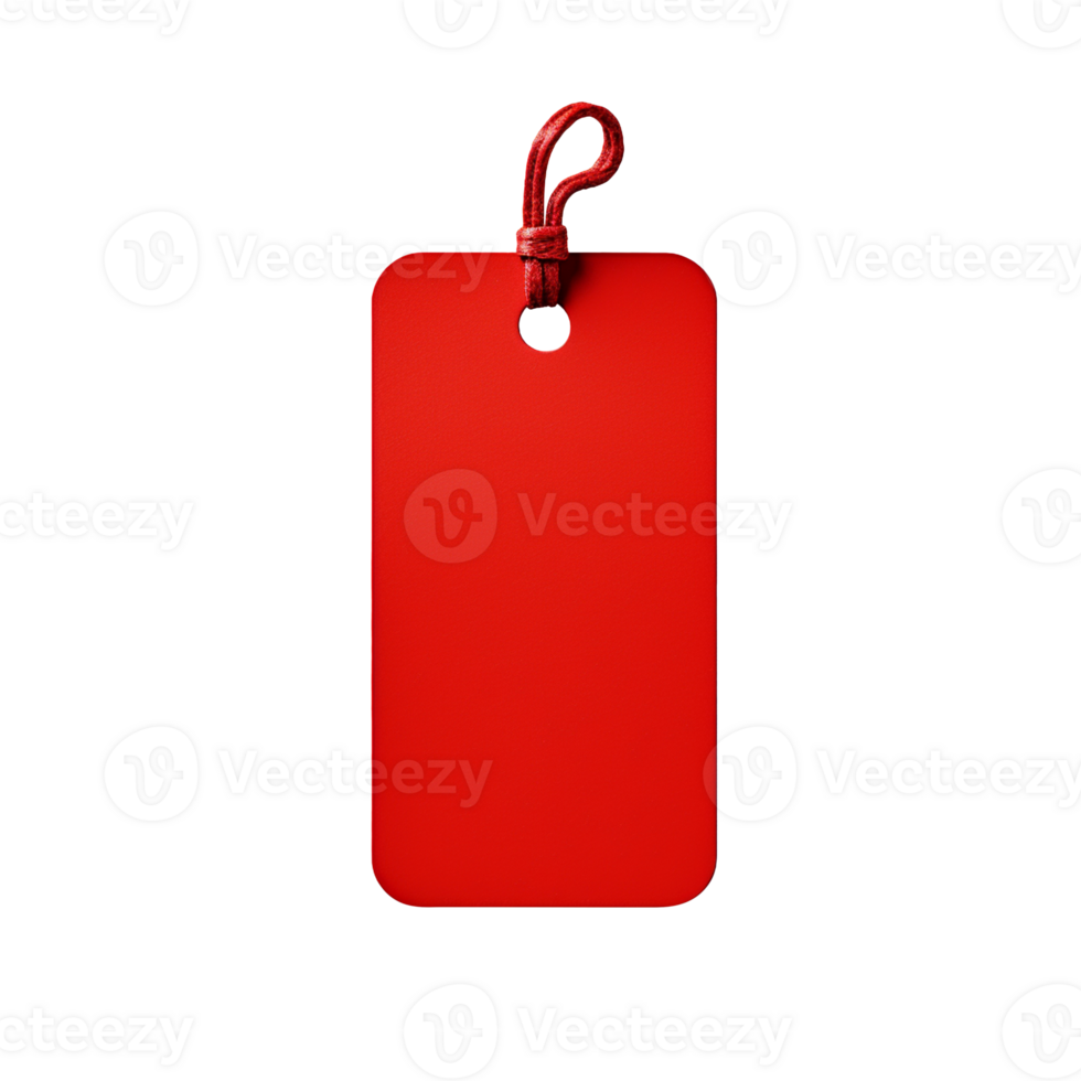 Empty red price tag isolated on transparent background png
