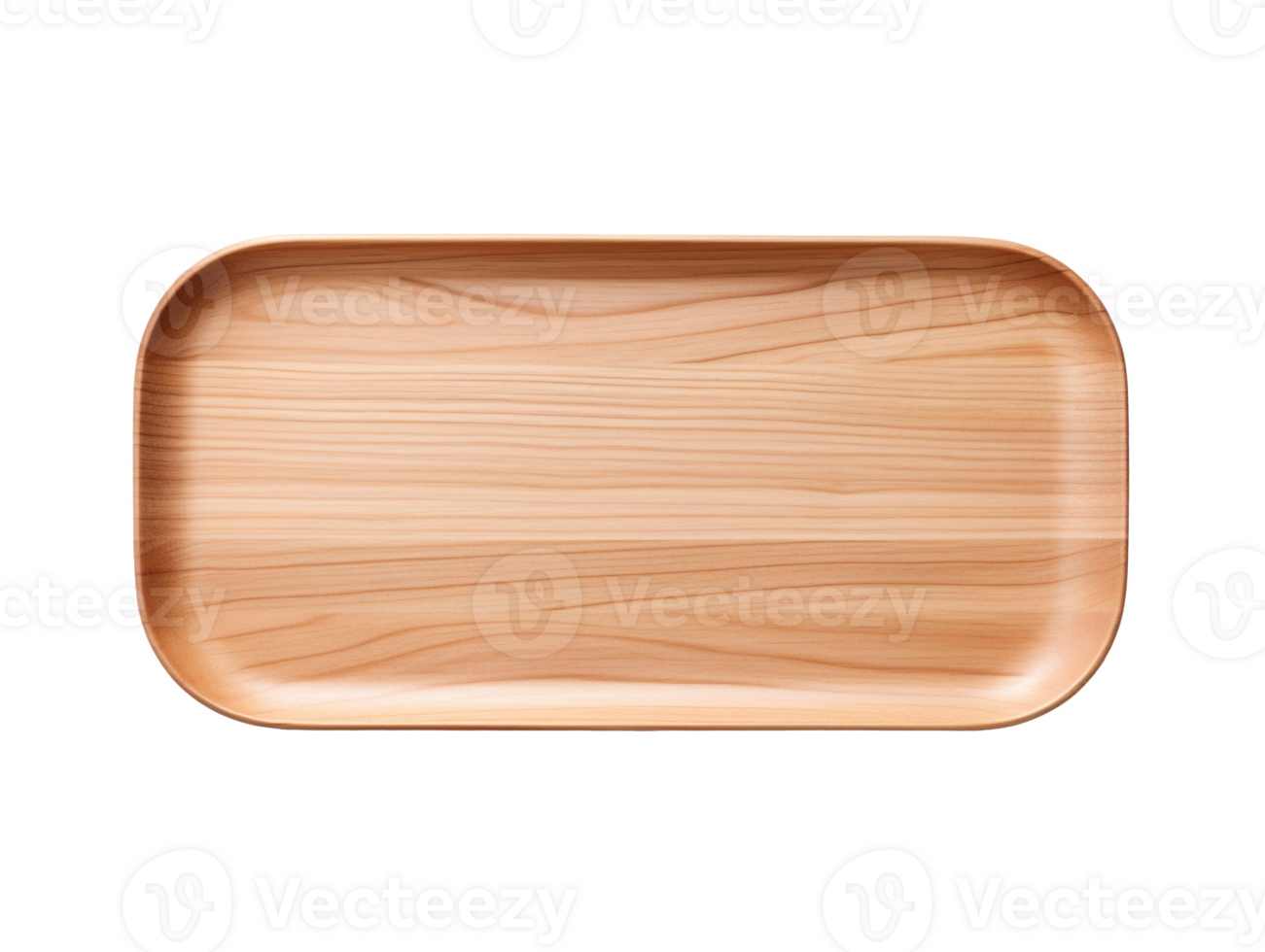 Empty wooden serving tray isolated on transparent background png