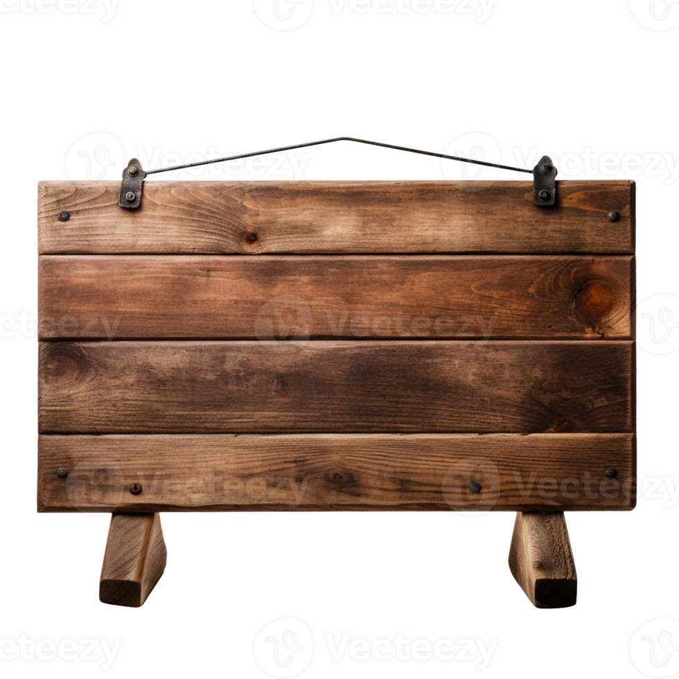 Empty vintage wooden signboard isolated on transparent background png