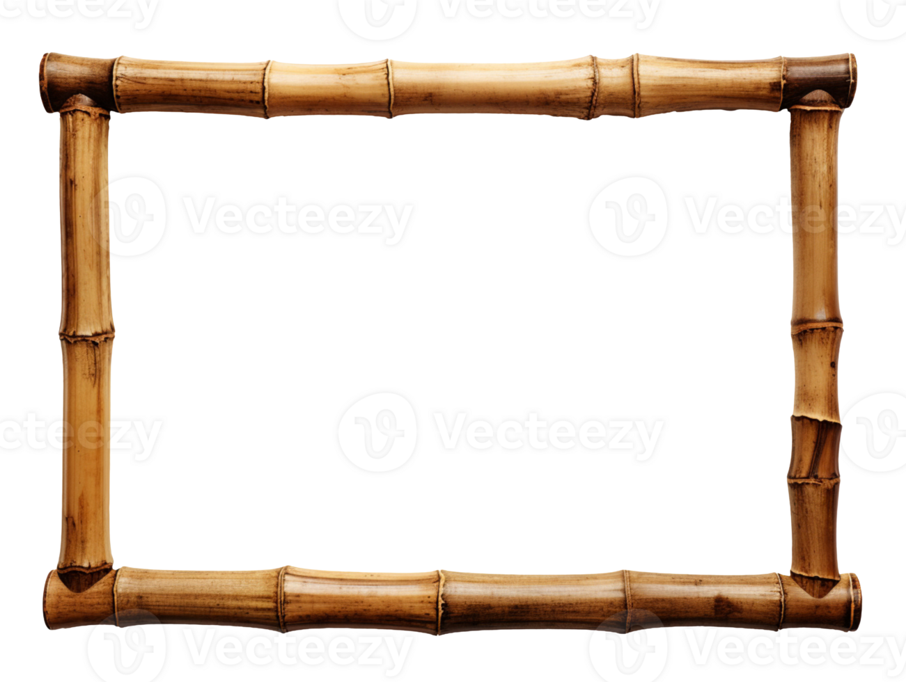 Empty horizontal bamboo frame isolated on transparent background png