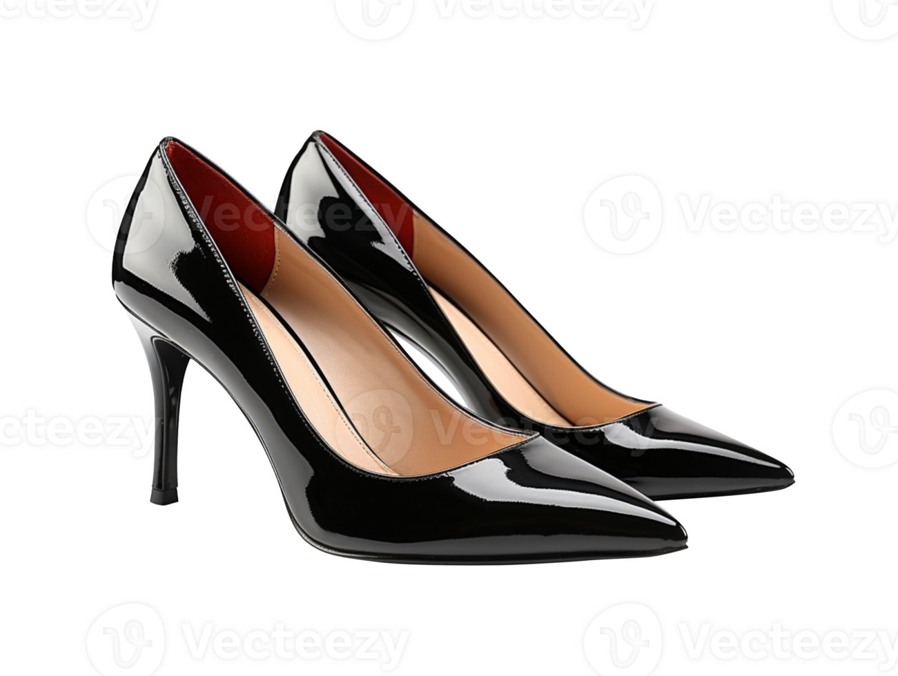 Female lacquered black shoes isolated on transparent background png
