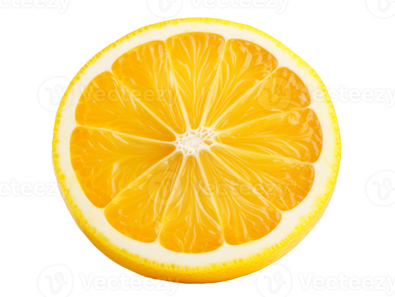 Flesh of lemon citrus slice isolated on transparent background png