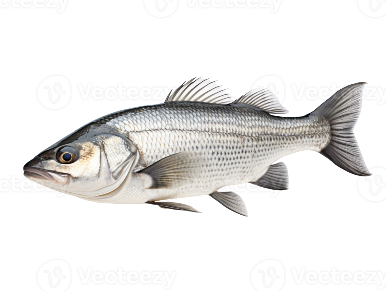 Fresh sea bass fish isolated on transparent background png