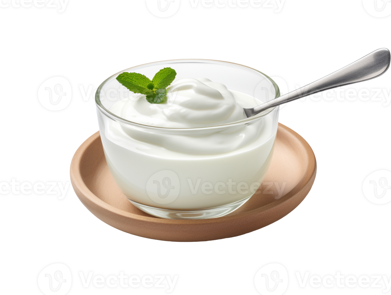 Fresh yogurt with spoon isolated on transparent background png