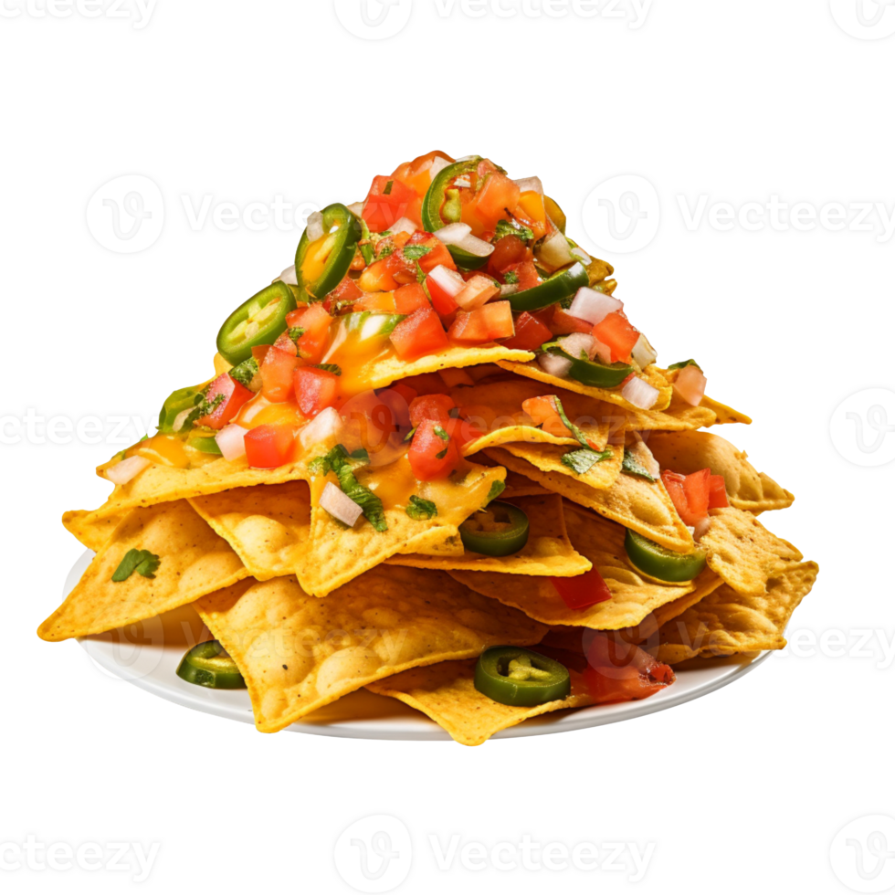 freshly made spicy nachos isolated on transparent background png