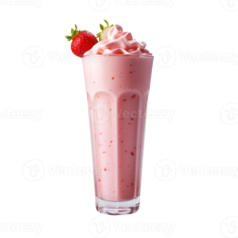 Glass of strawberry milkshake isolated on transparent background png