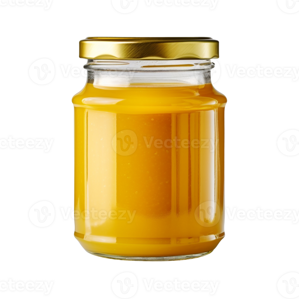 Glass jar of mustard isolated on transparent background png