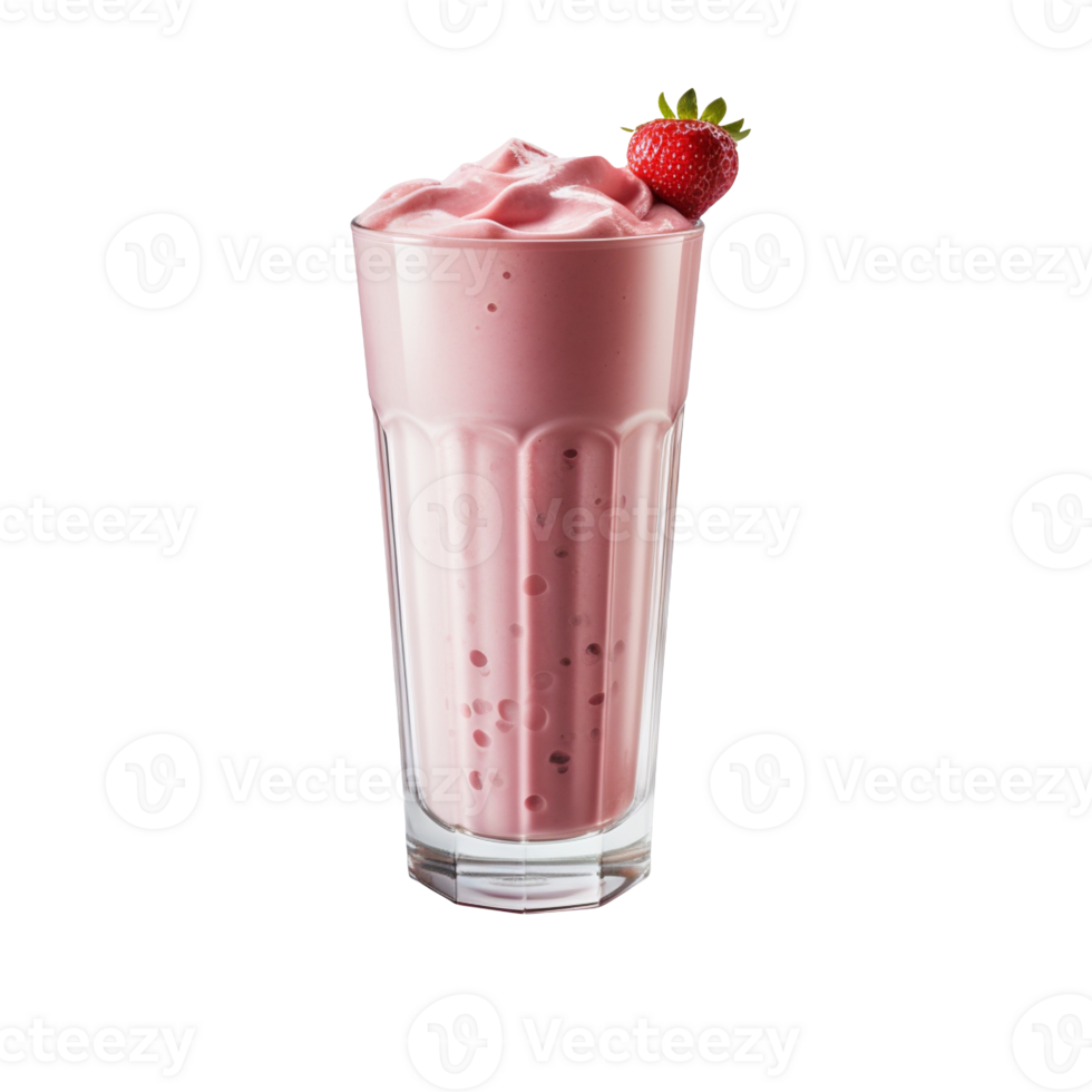 Glass of pink berry milkshake isolated on transparent background png