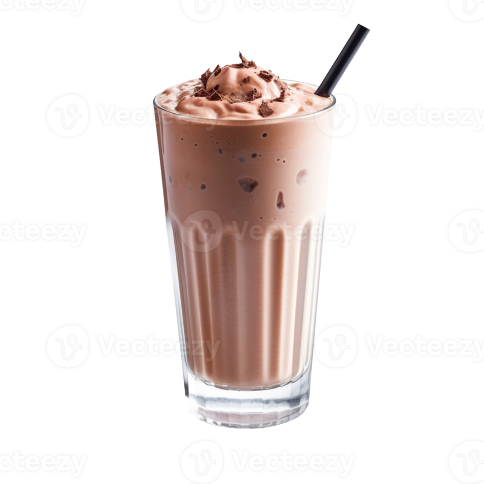 Glass with chocolate milkshake isolated on transparent background png