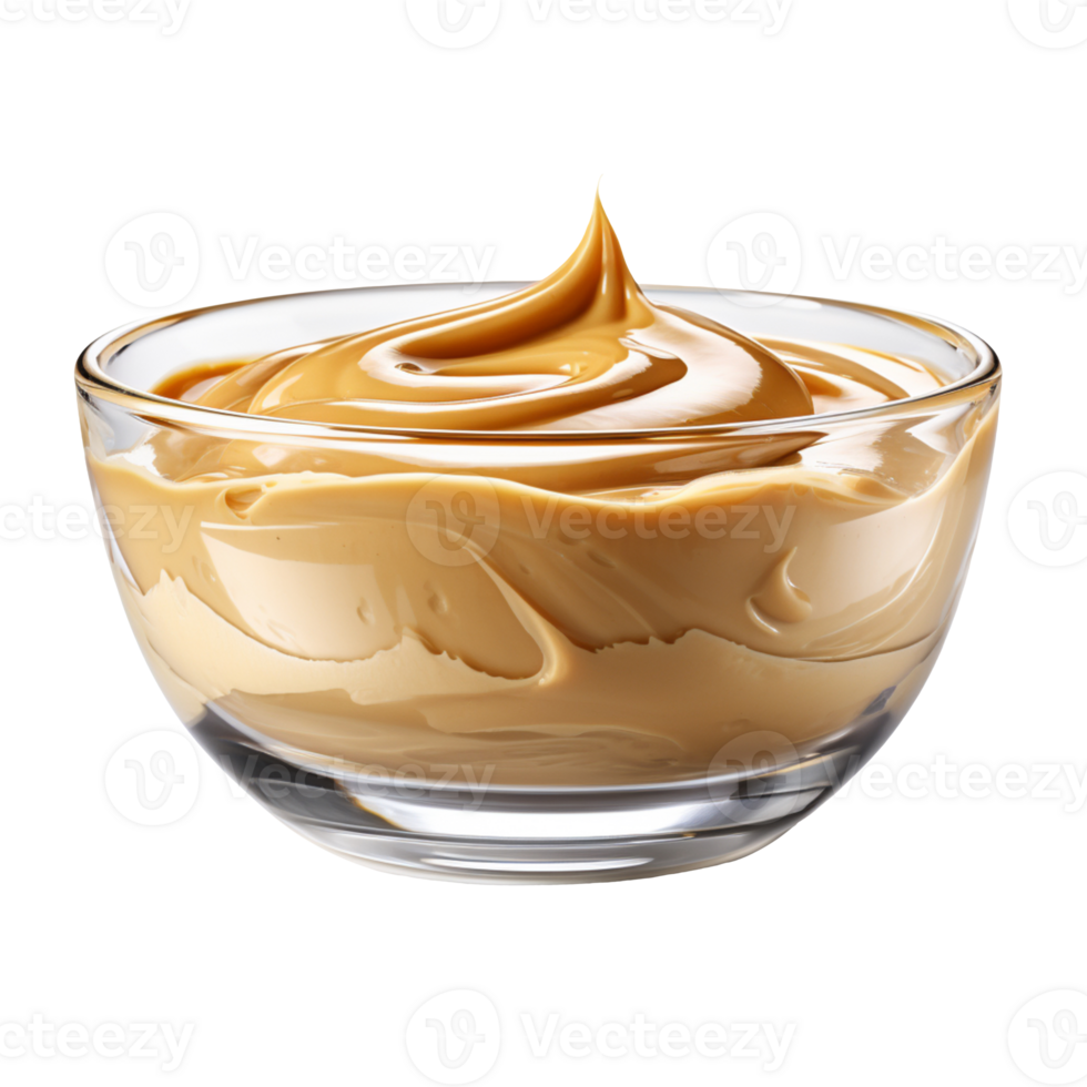 Glass bowl of peanut butter isolated on transparent background png