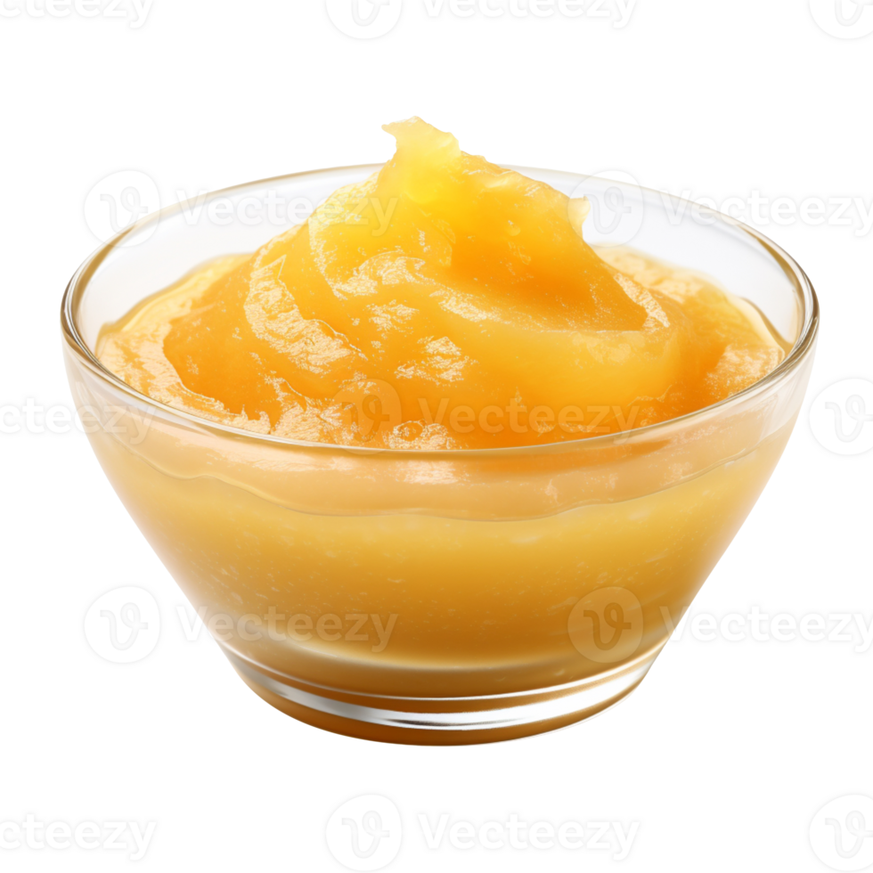 Glass bowl with apple puree isolated on transparent background png