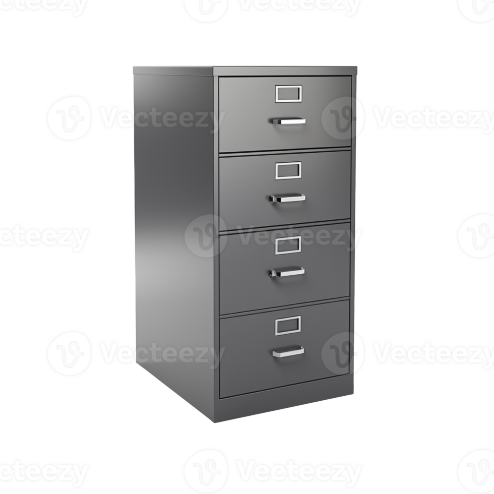 Gray Filing Cabinet isolated on transparent background png