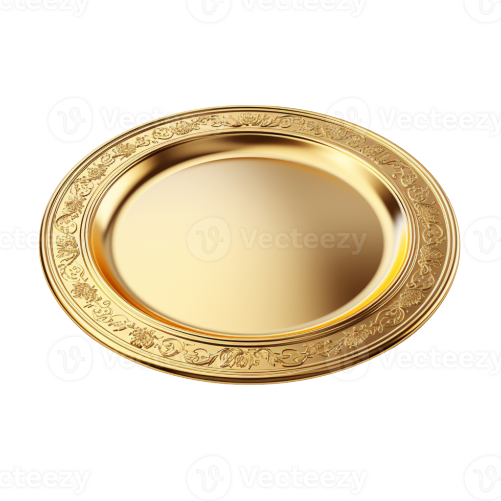 golden plate isolated on transparent background png