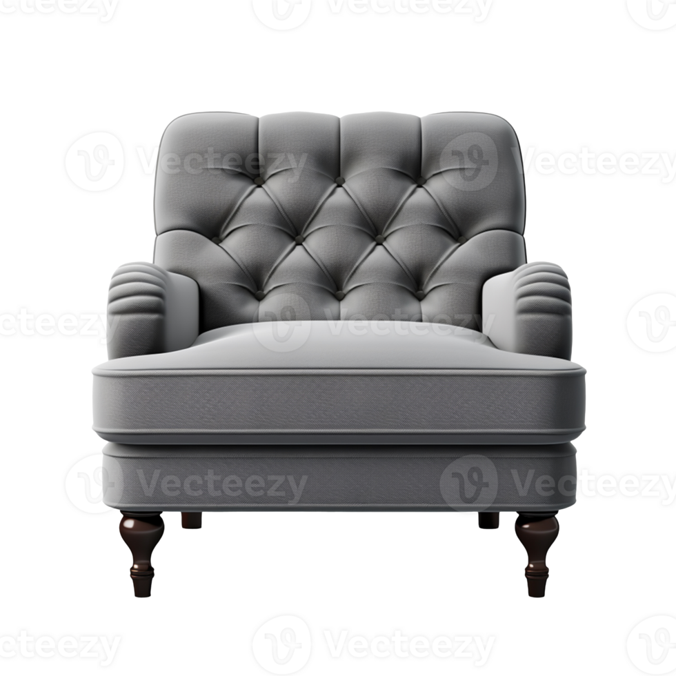 gray sofa chair isolated on transparent background png