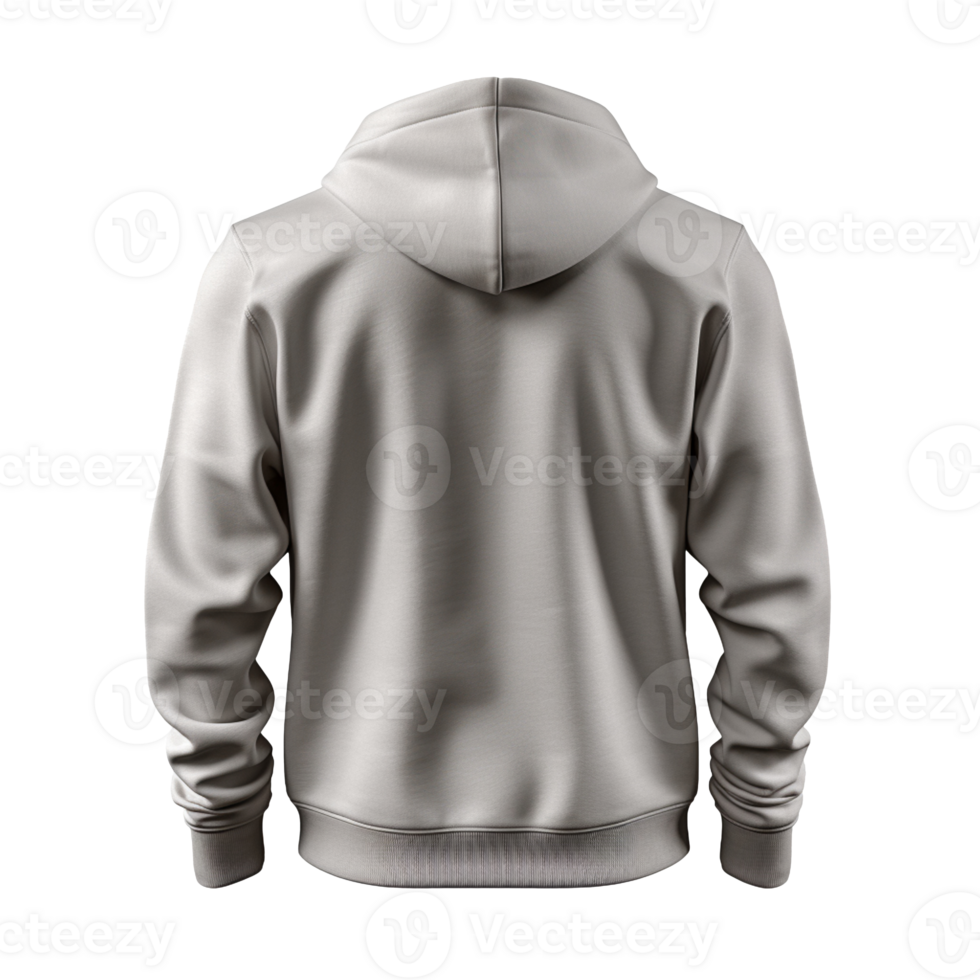grey hoodie sweatshirt back isolated on transparent background png