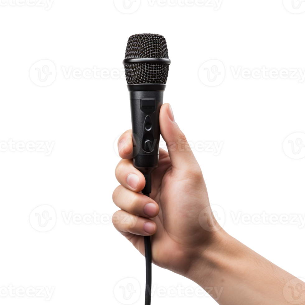 Hand Holding Giving Microphone isolated on transparent background png