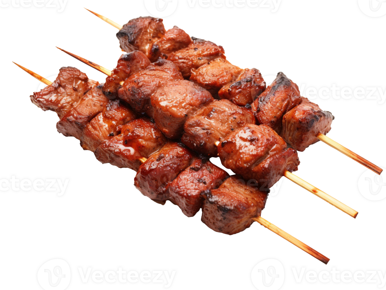 Grilled pork meat on a stick isolated on transparent background png
