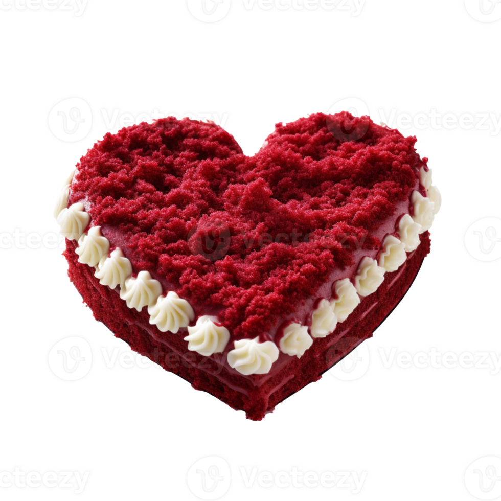 heart shape red velvet cake isolated on transparent background png
