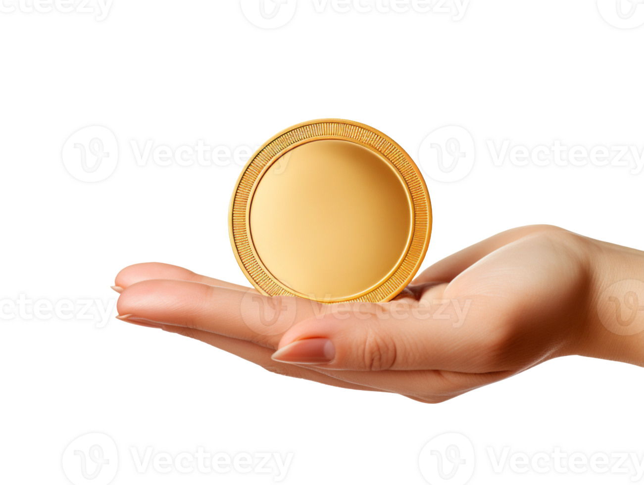 Hand With Gold Coin isolated on transparent background png