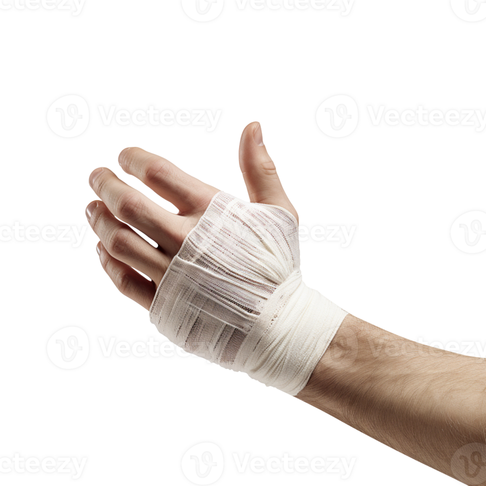 hand with a bandage isolated on transparent background png