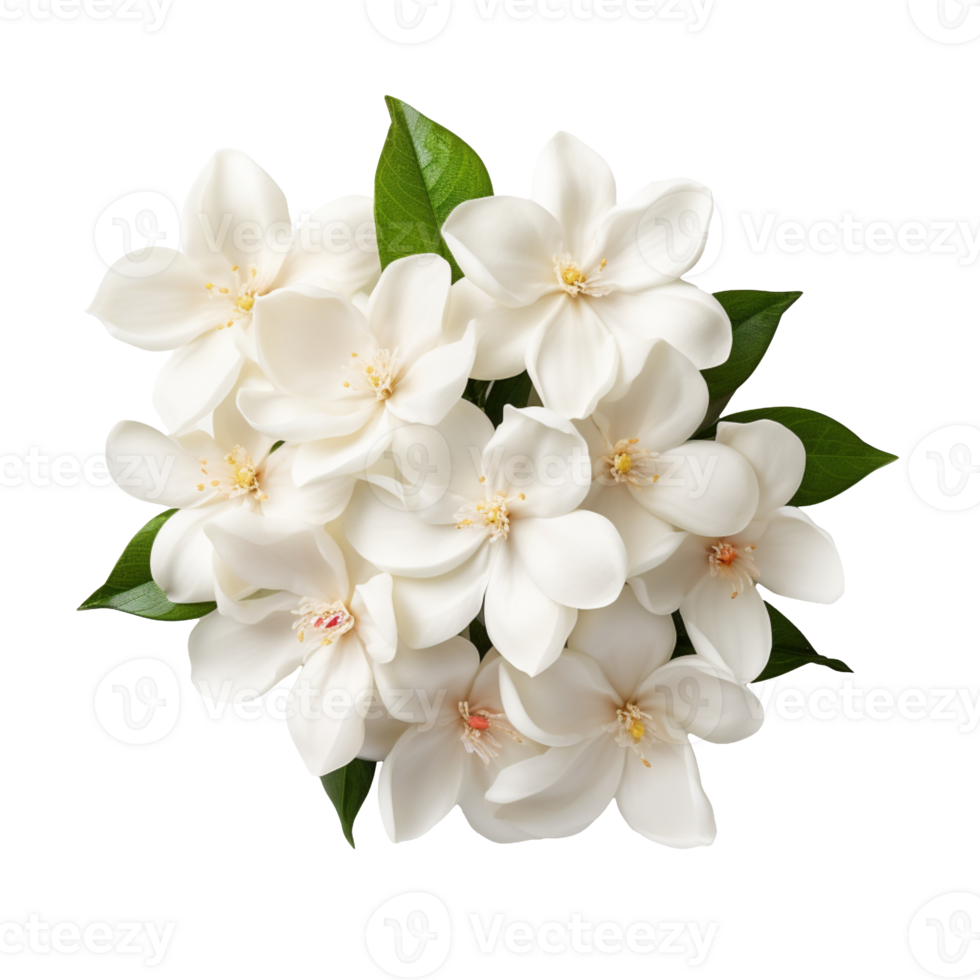 Jasmine top view isolated on transparent background png