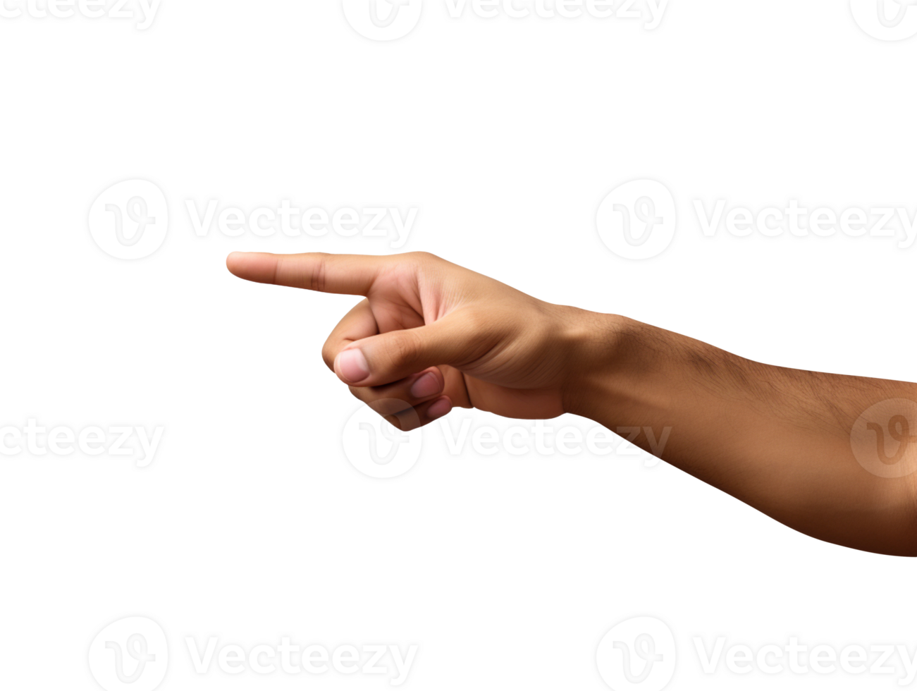 Man hand pointing to the distance isolated on transparent background png