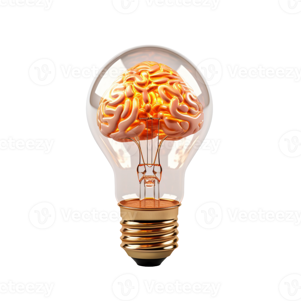 Lightbulb With Brain isolated on transparent background png