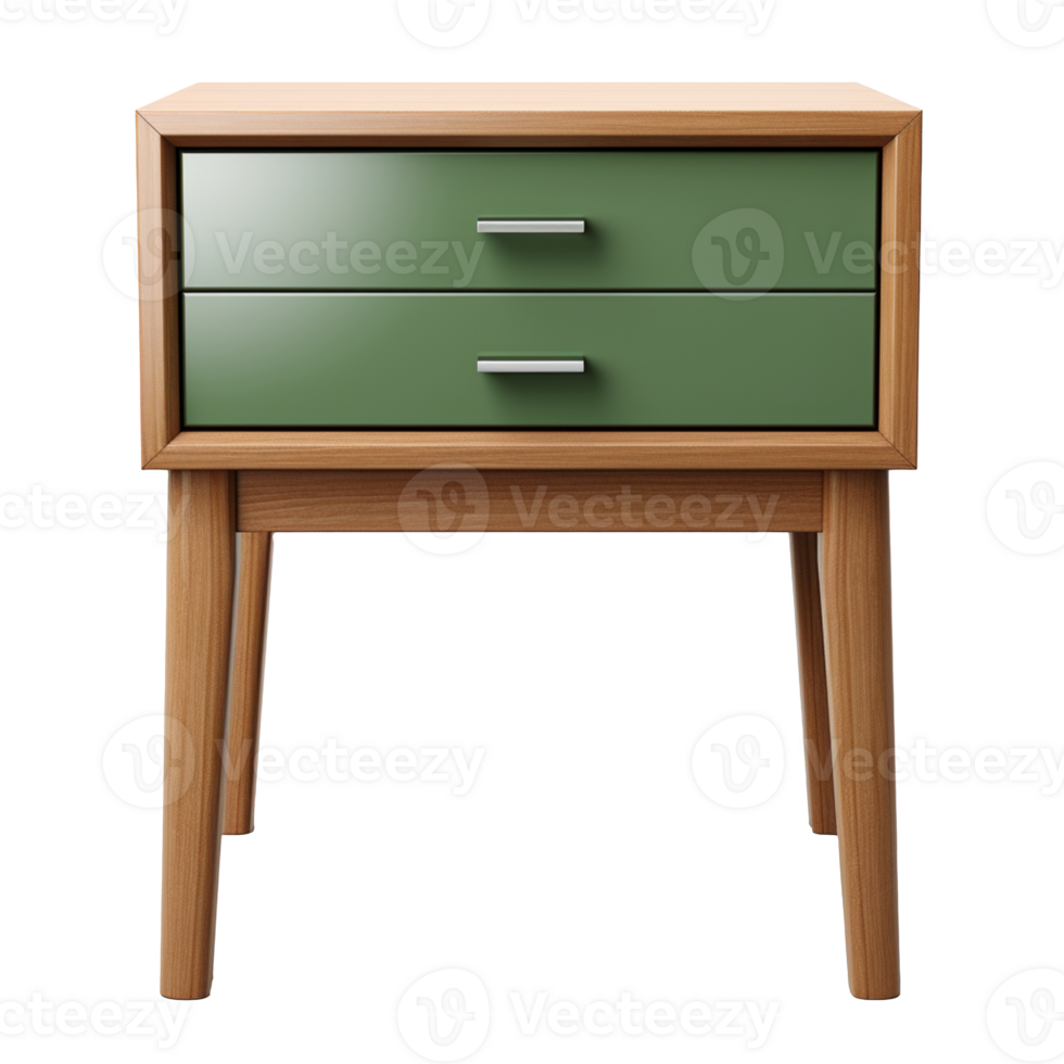 Modern wooden nightstand isolated on transparent background png