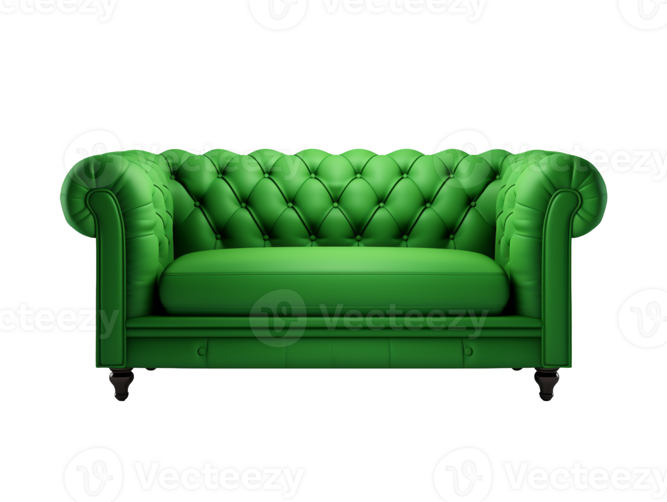 Modern green sofa isolated on transparent background png