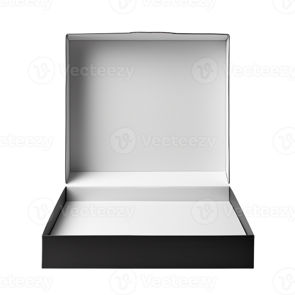 Open blank carton pizza box isolated on transparent background png
