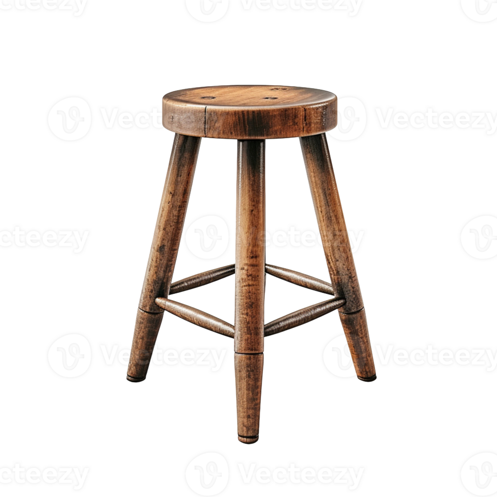 Old wooden stool isolated on transparent background png