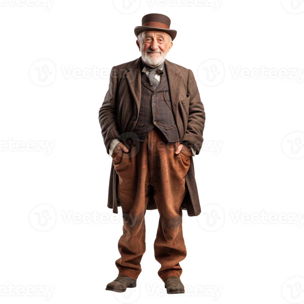 Old Fashioned Old Man isolated on transparent background png