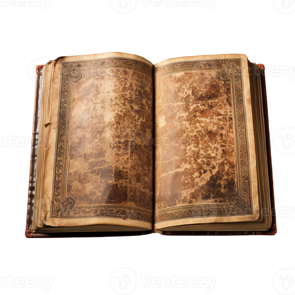 Old open book isolated on transparent background png