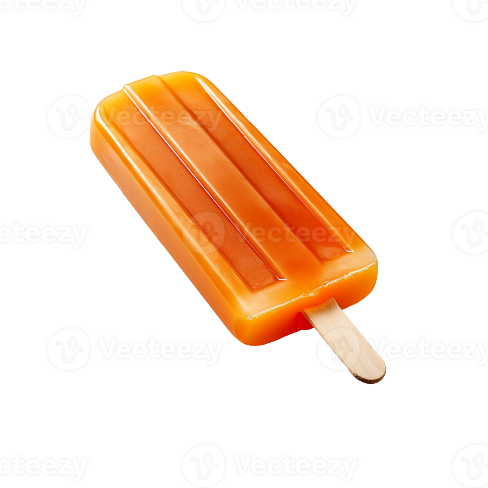 Orange popsicle ice cream stick isolated on transparent background png