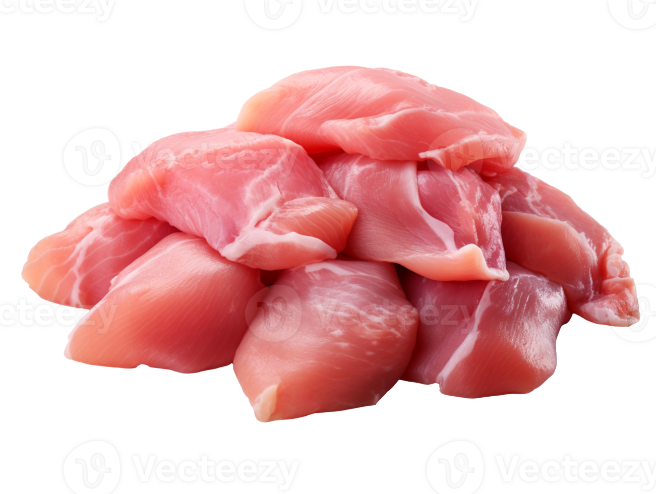 Pieces of raw chicken meat isolated on transparent background png
