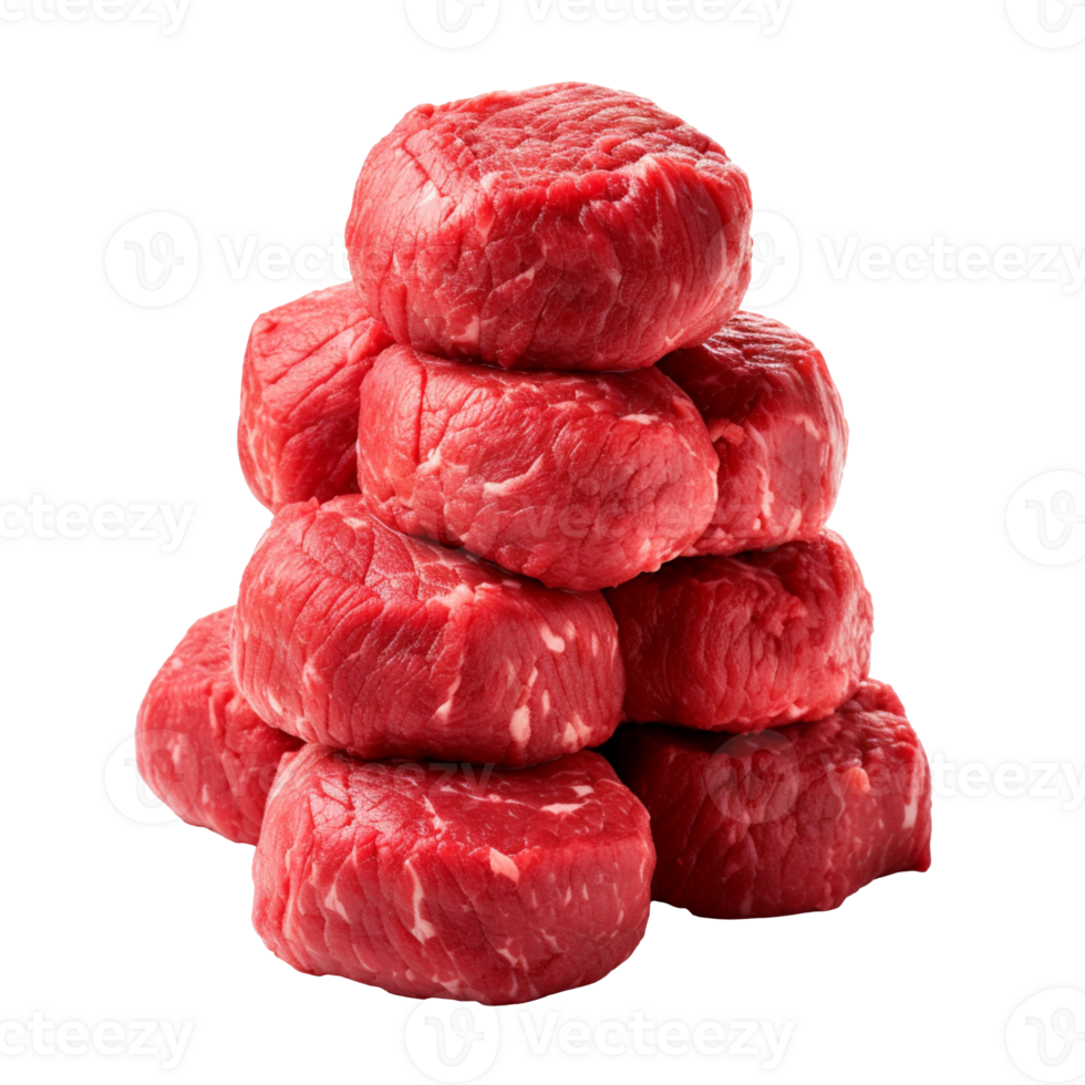 Pile of fresh raw meatballs isolated on transparent background png