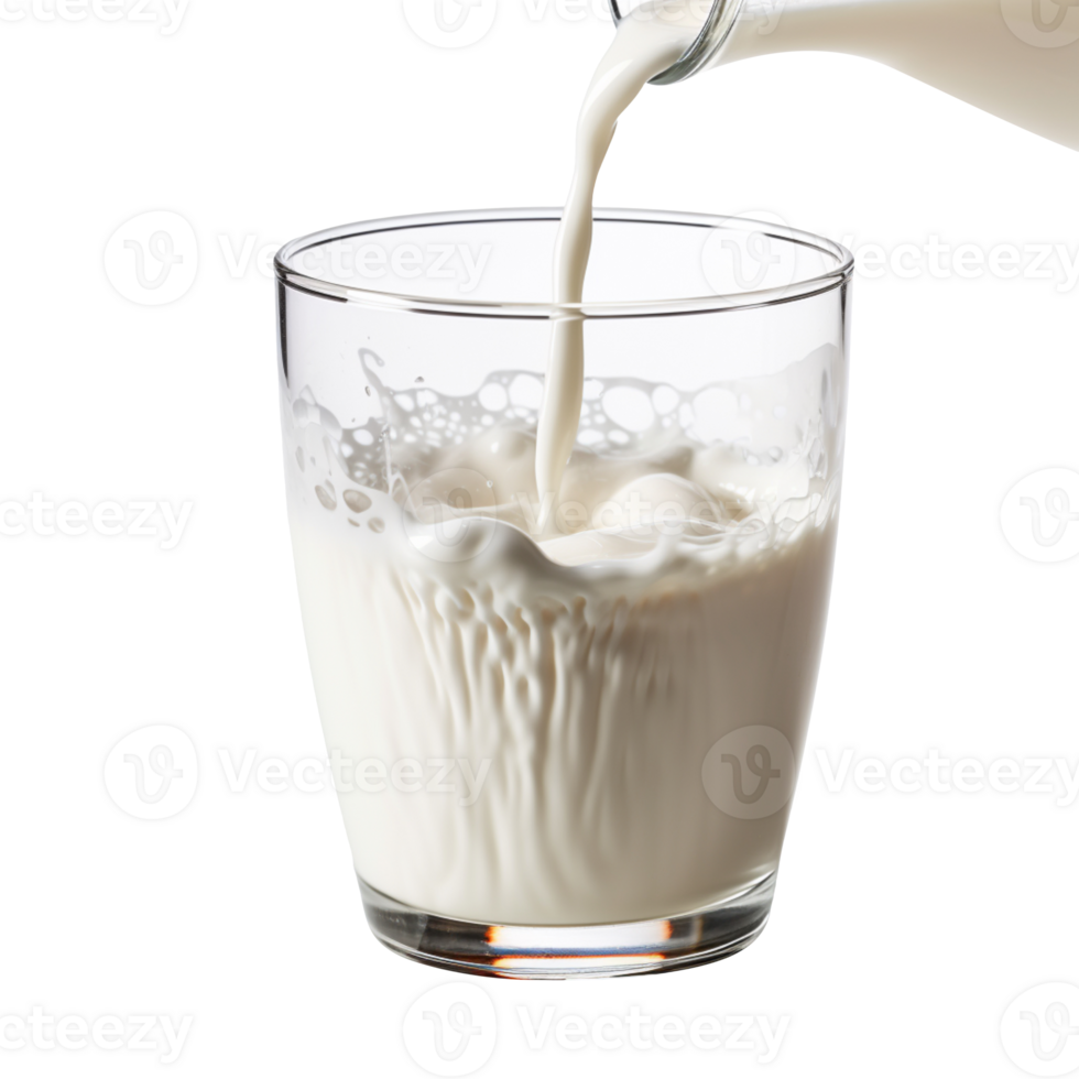 pouring milk into a glass isolated on transparent background png