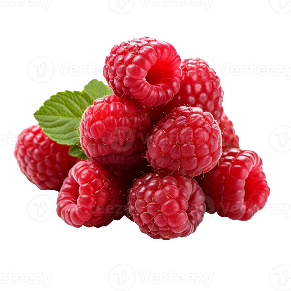 pile of raspberries isolated on transparent background png