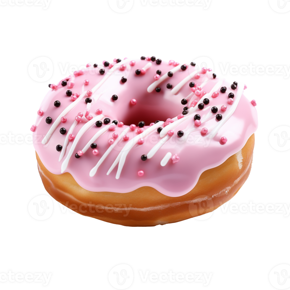 Pink donut with marshmallows isolated on transparent background png