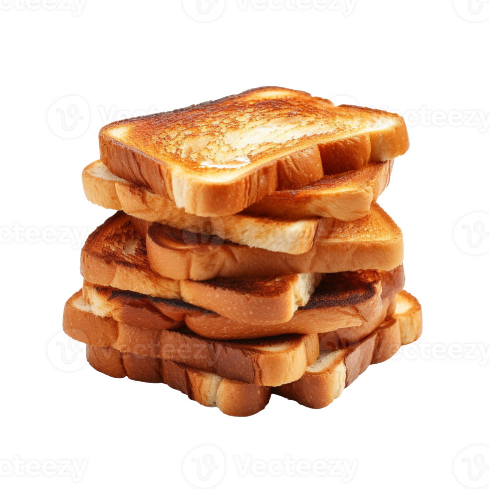 Pile of toasted bread slices isolated on transparent background png