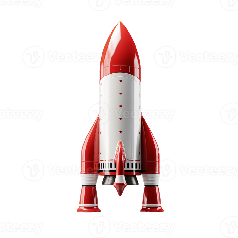 Red And White Rocket Ship isolated on transparent background png