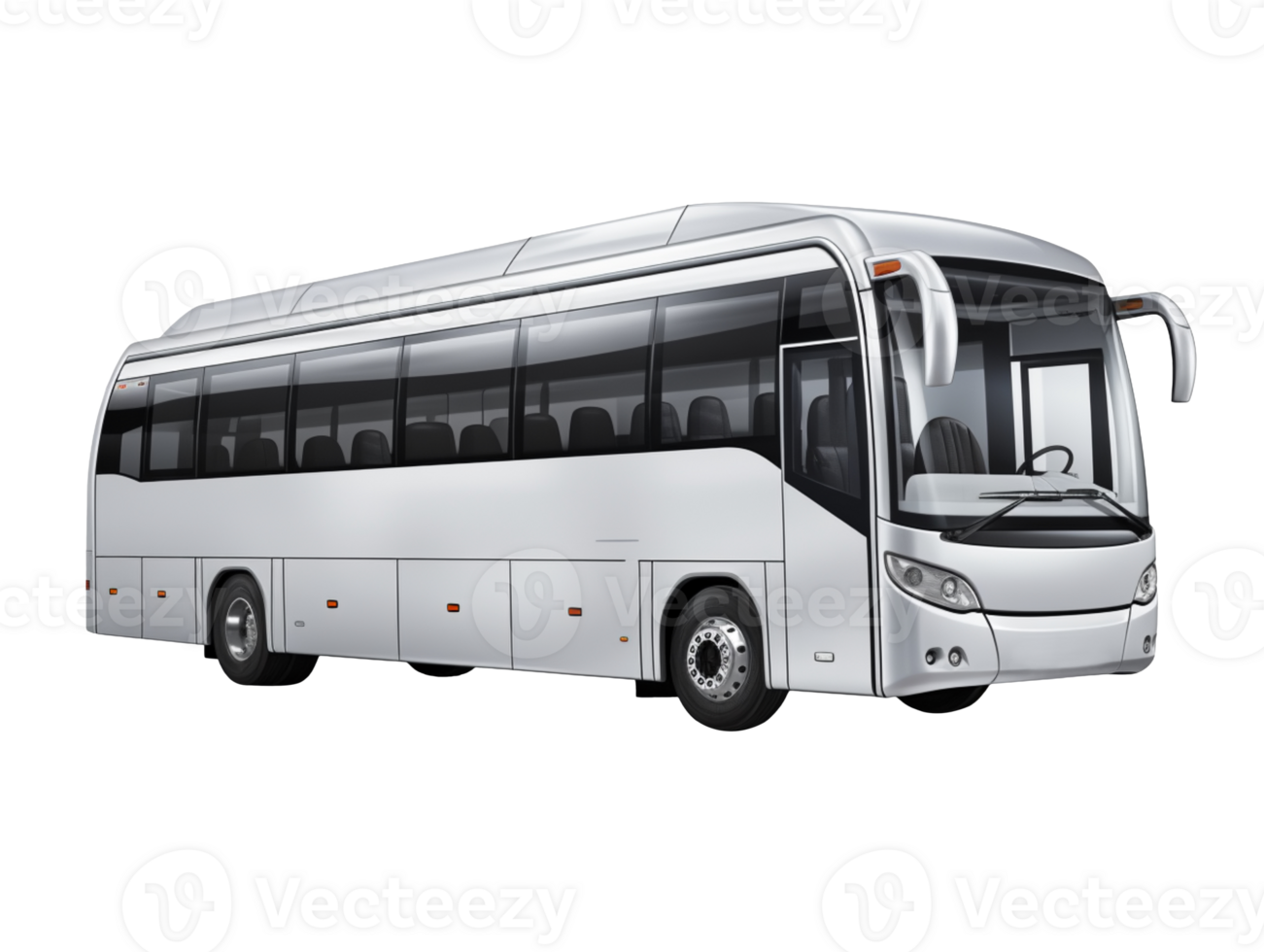 Realistic silver bus isolated on transparent background png