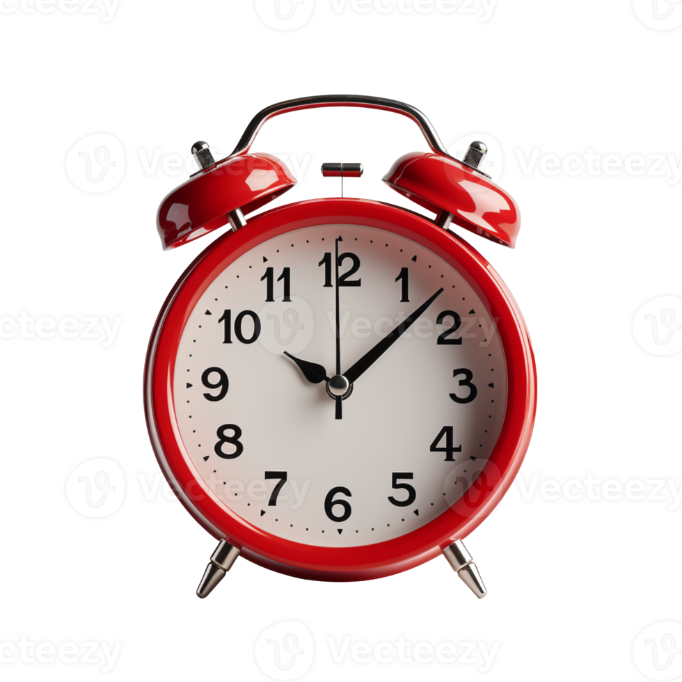 Red alarm clock isolated on transparent background png