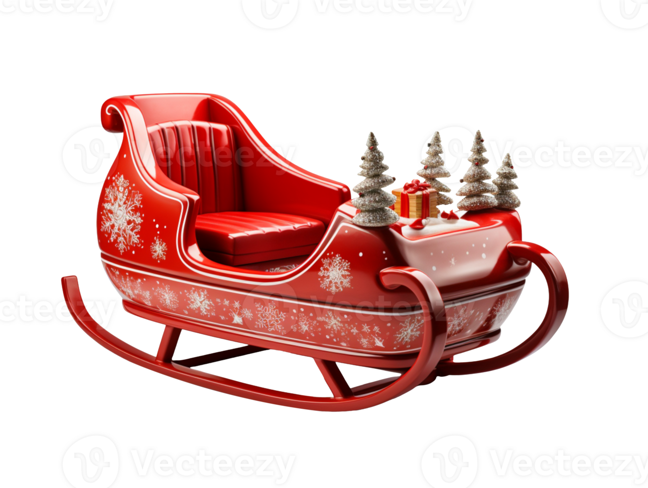 Red Christmas Santa sled isolated on transparent background png