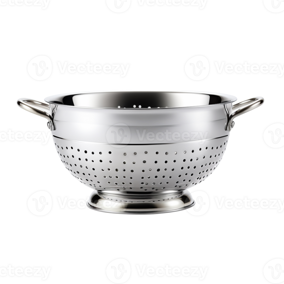 silver colander isolated on transparent background png