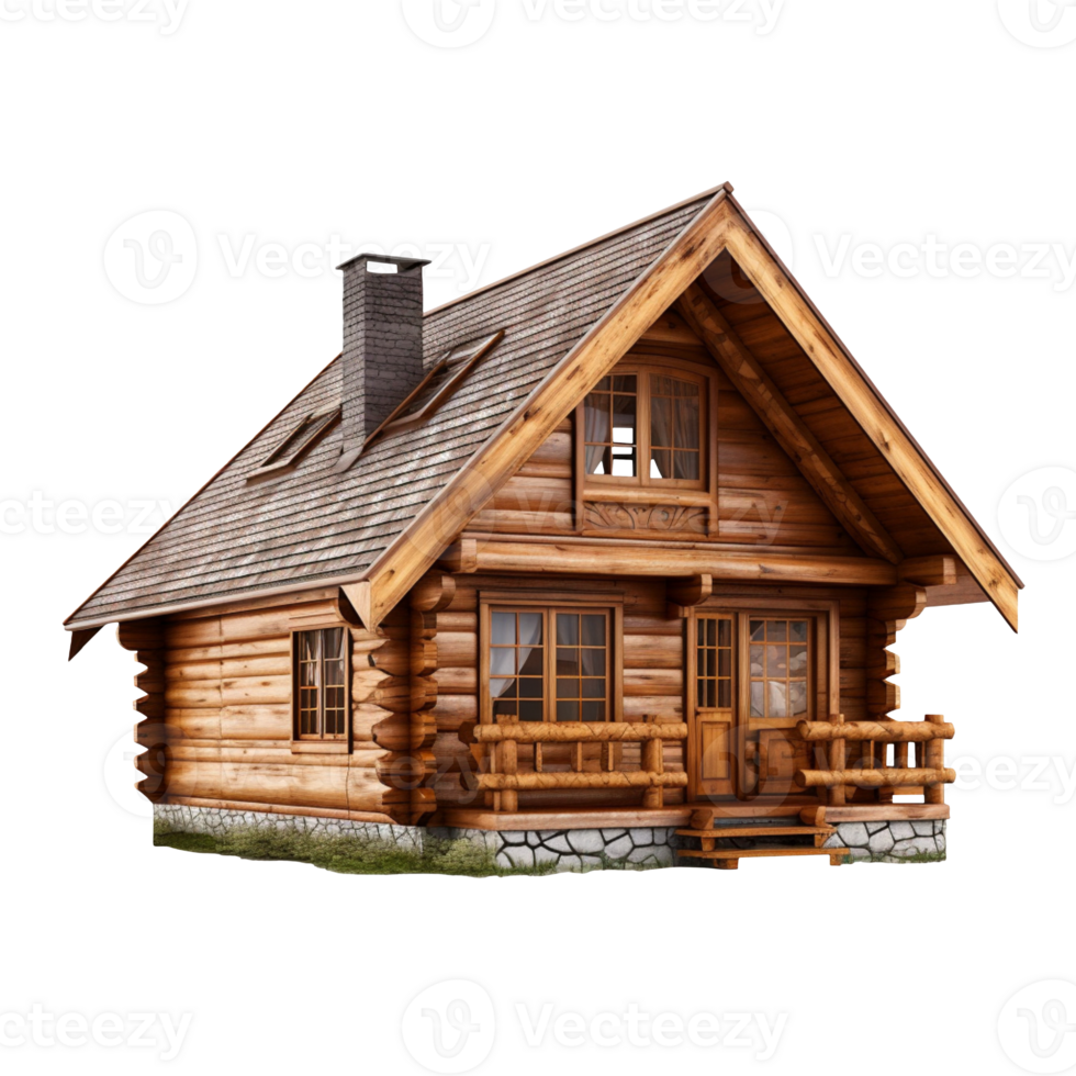 rustic wooden house on transparent background png