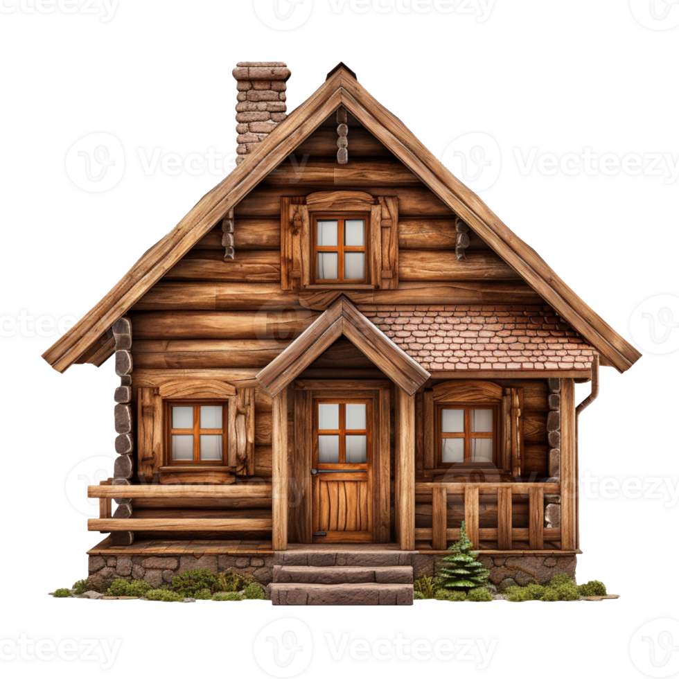 rustic wooden house isolated on transparent background png