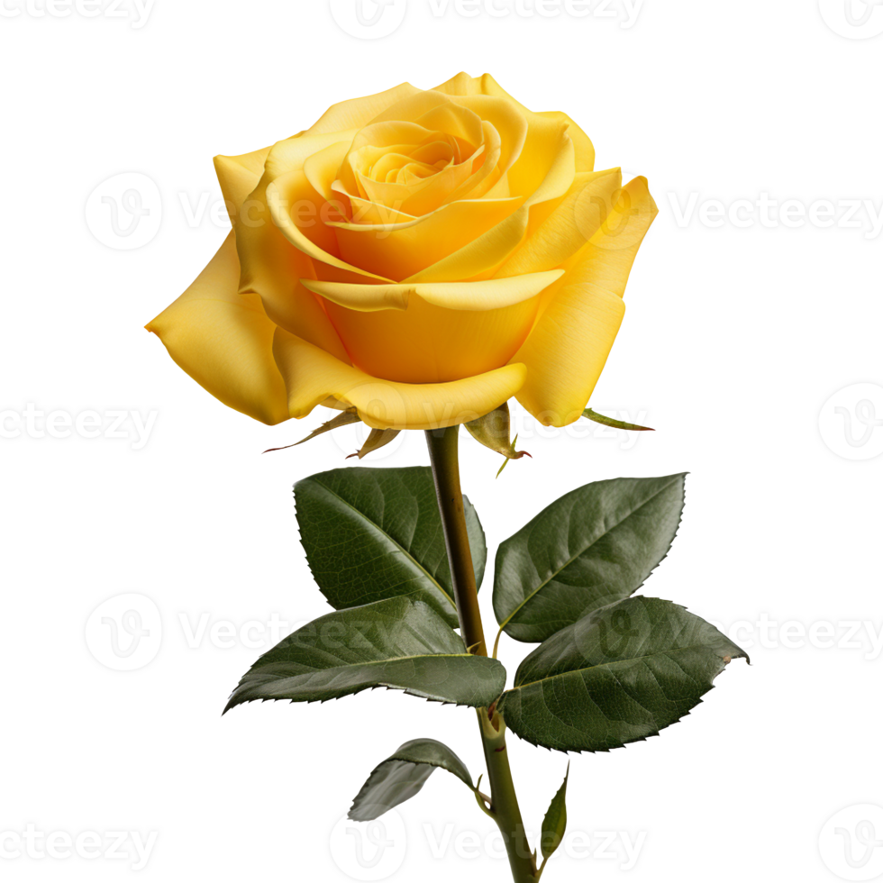 single yellow rose isolated on transparent background png