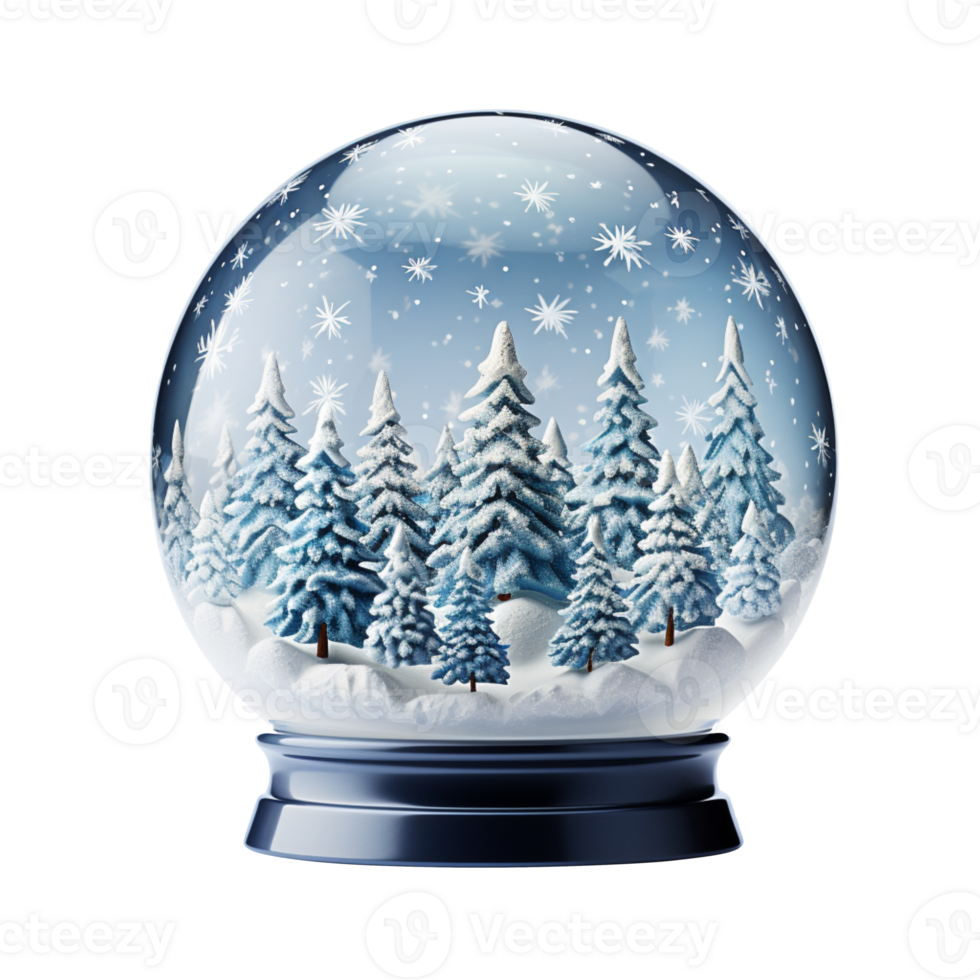 snow globe with snow isolated on transparent background png